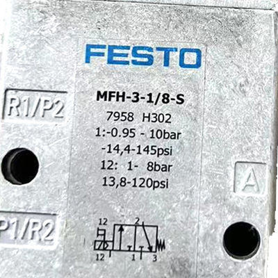 Oryginalny fabryczny zawór elektromagnetyczny FESTO MFH-3-1/8S seria 0692 aluminium i miedź jasnoszary do maszyny offsetowej